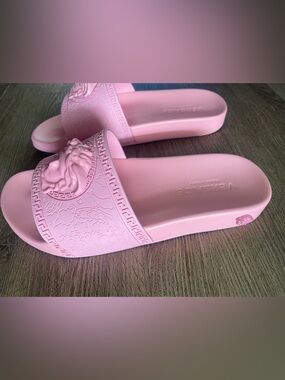 Versace Pink Medusa Rubber Slide Sandals